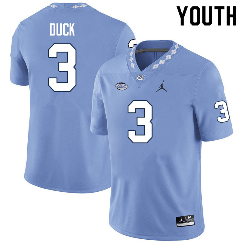 Youth #3 Storm Duck North Carolina Tar Heels College Football Jerseys Sale-Carolina Blue